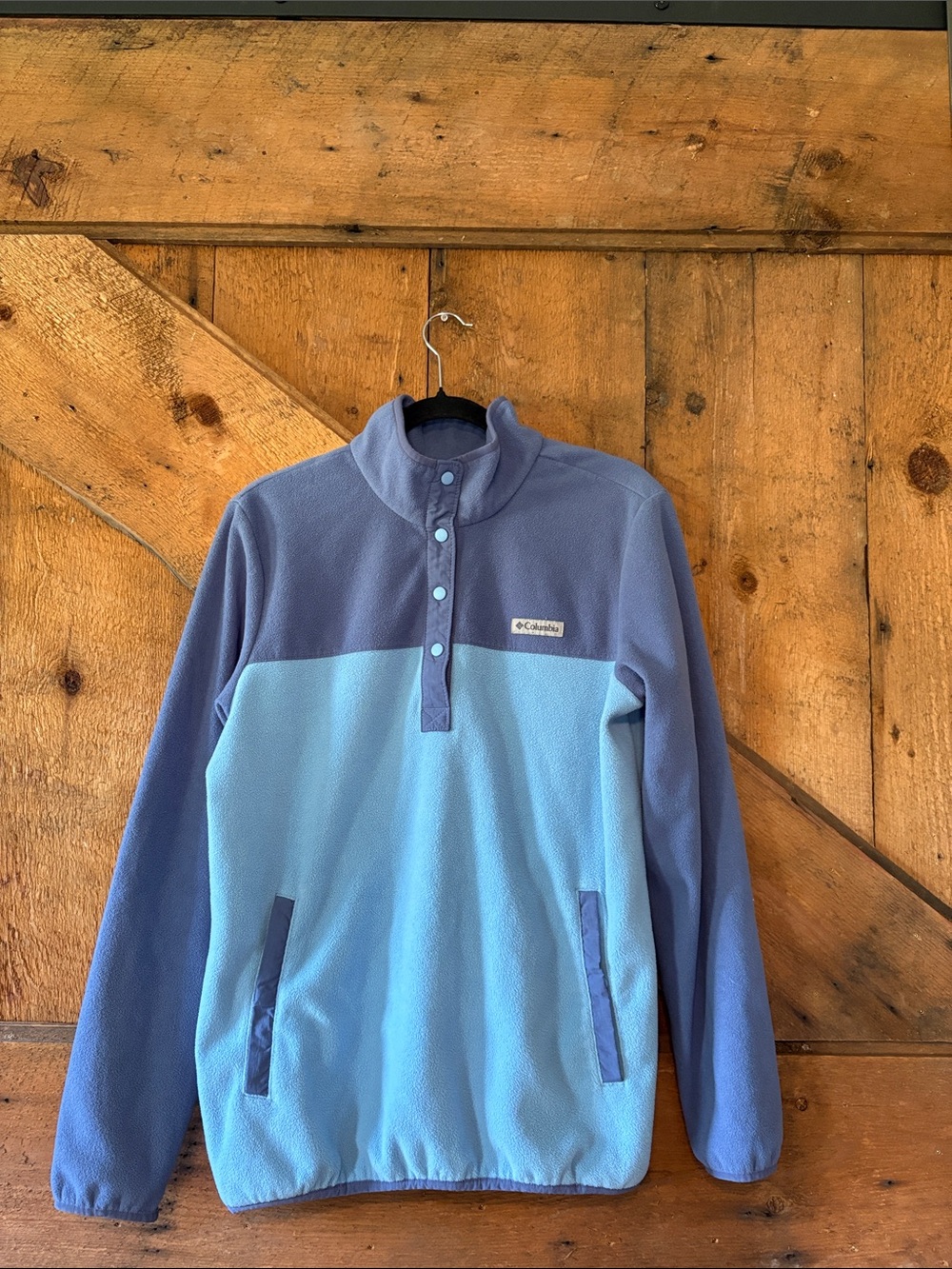 Columbia Womens Two-Tone Blue Snap Fleece Pullover XL0359 Large